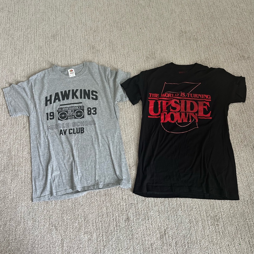 Men’s size medium Stranger Things Tees- excellent used condition